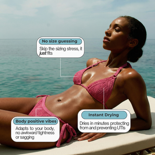 Flawless Stretch Crinkle Bondi + Sydney bikini by BetterTan — key benefits: no size guessing, body positive vibes, instant drying