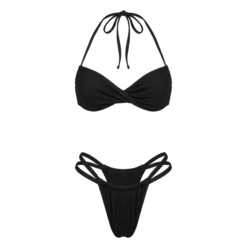 FULL SET | Tan-through Malibu Top + Chile Bottom | Black