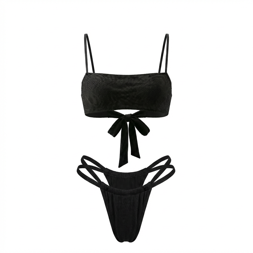 Black Tan-through Barbados Top + Chile Bottom bikini set by BetterTan — product view