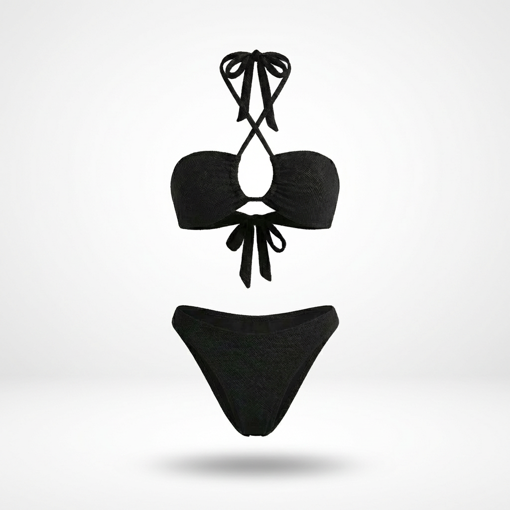 KOMPLETTES SET | Durchgebräuntes Milos-Top + Cayman-Hose | Schwarz
