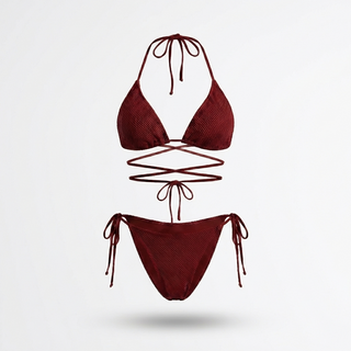 FULL SET | Tan-through Kastani Top + Aruba Bottom | Cherry Red