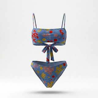 CONJUNTO COMPLETO | Parte superior Barbados color canela + parte inferior Caimán | Felicidad del océano