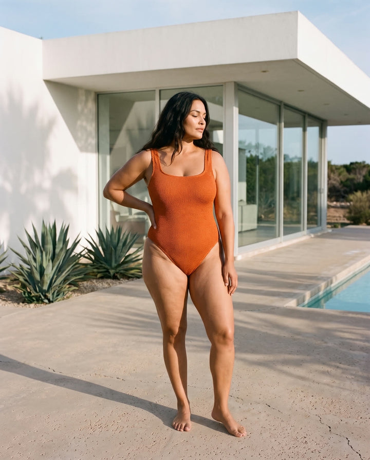 Flawless Stretch™️ Crinkle - Celvia Einteiler | Tangerine